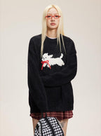 Vintage Faux Mink Bow - Knit Sweater - COPPING THREADS - CATTEE