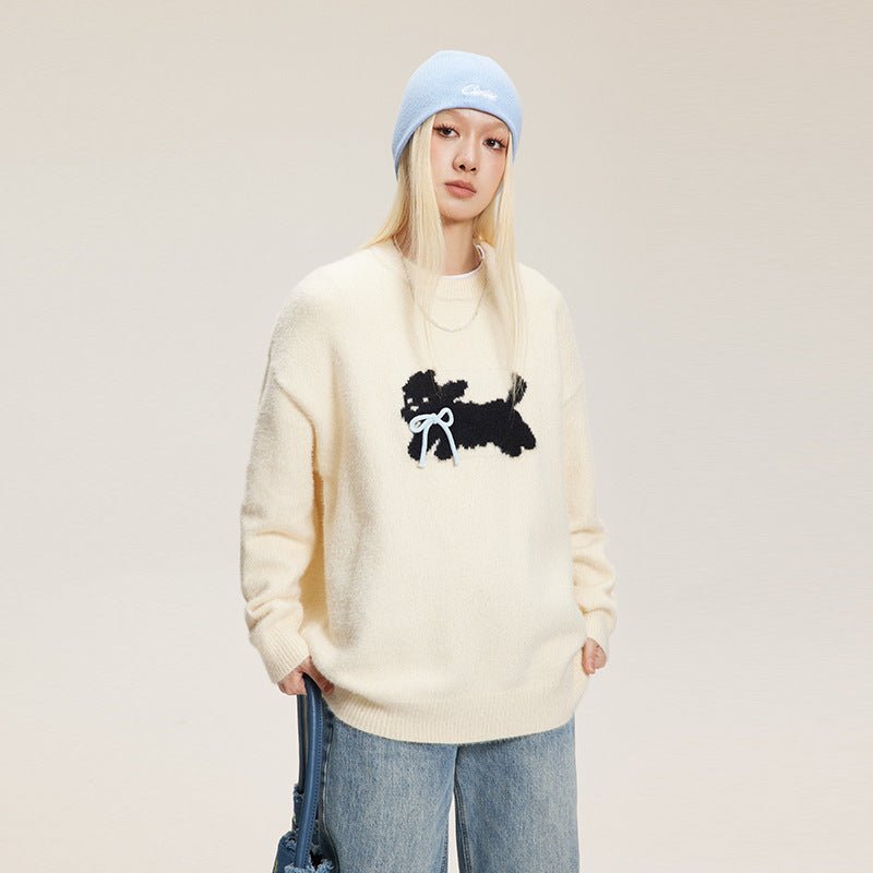 Vintage Faux Mink Bow - Knit Sweater - COPPING THREADS - CATTEE