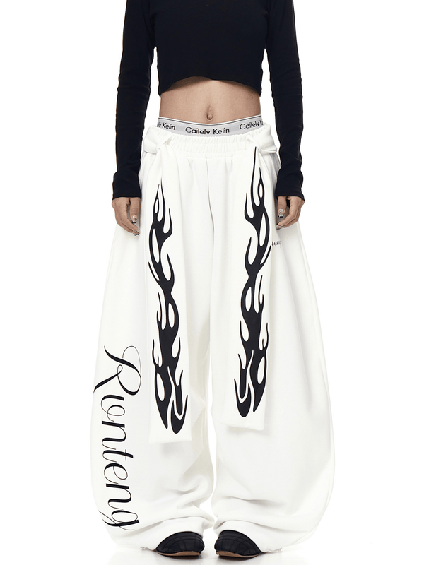 Vintage Flame Detachable Strap Wide - Leg Sweatpants - COPPING THREADS - CT Select