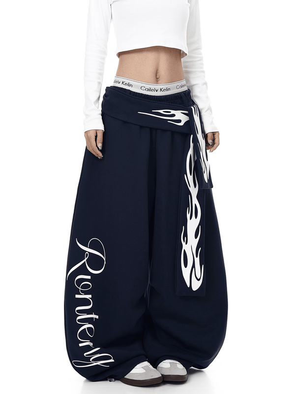 Vintage Flame Detachable Strap Wide - Leg Sweatpants - COPPING THREADS - CT Select