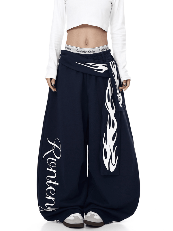 Vintage Flame Detachable Strap Wide - Leg Sweatpants - COPPING THREADS - CT Select