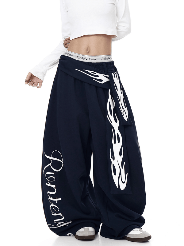 Vintage Flame Detachable Strap Wide - Leg Sweatpants - COPPING THREADS - CT Select