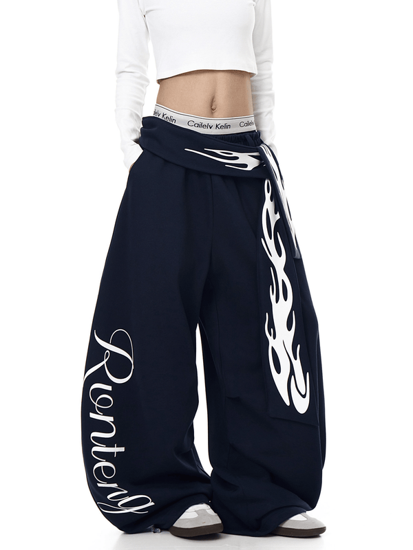 Vintage Flame Detachable Strap Wide - Leg Sweatpants - COPPING THREADS - CT Select