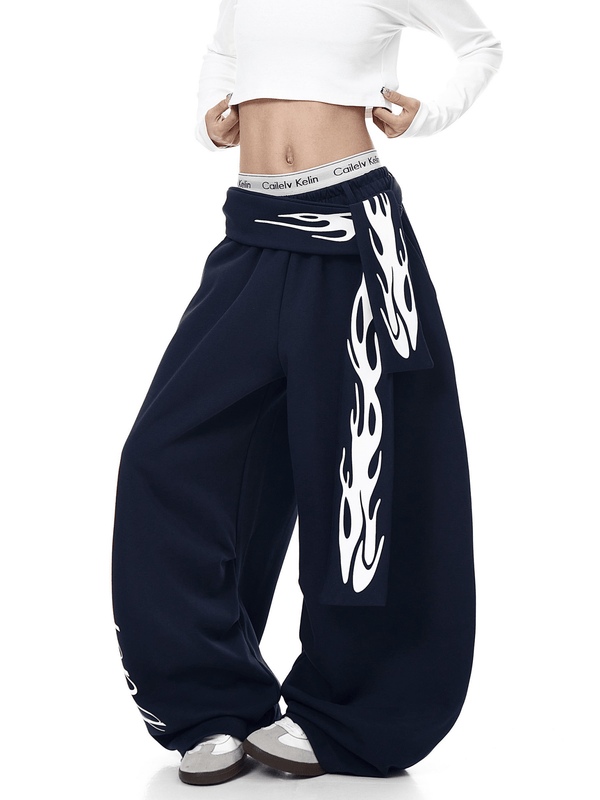 Vintage Flame Detachable Strap Wide - Leg Sweatpants - COPPING THREADS - CT Select