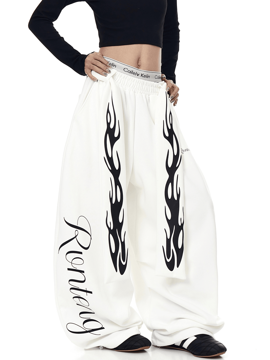 Vintage Flame Detachable Strap Wide - Leg Sweatpants - COPPING THREADS - CT Select