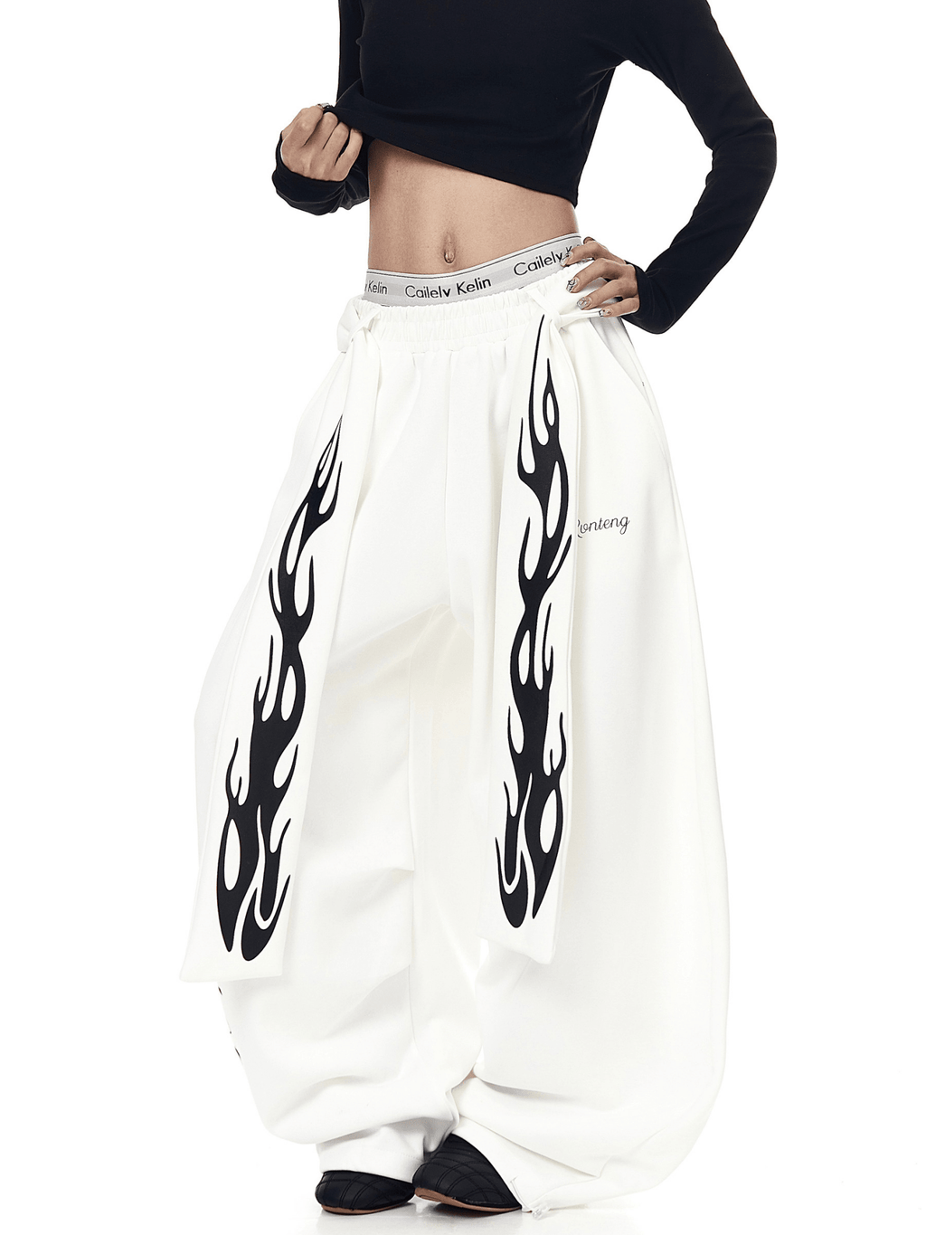 Vintage Flame Detachable Strap Wide - Leg Sweatpants - COPPING THREADS - CT Select