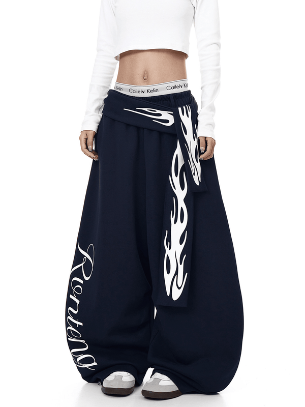 Vintage Flame Detachable Strap Wide - Leg Sweatpants - COPPING THREADS - CT Select