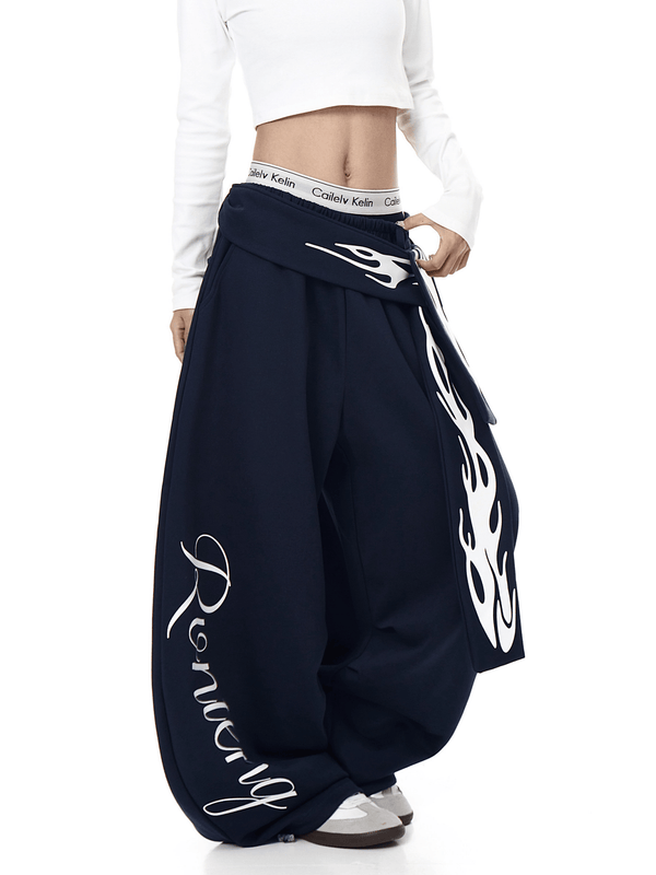 Vintage Flame Detachable Strap Wide - Leg Sweatpants - COPPING THREADS - CT Select