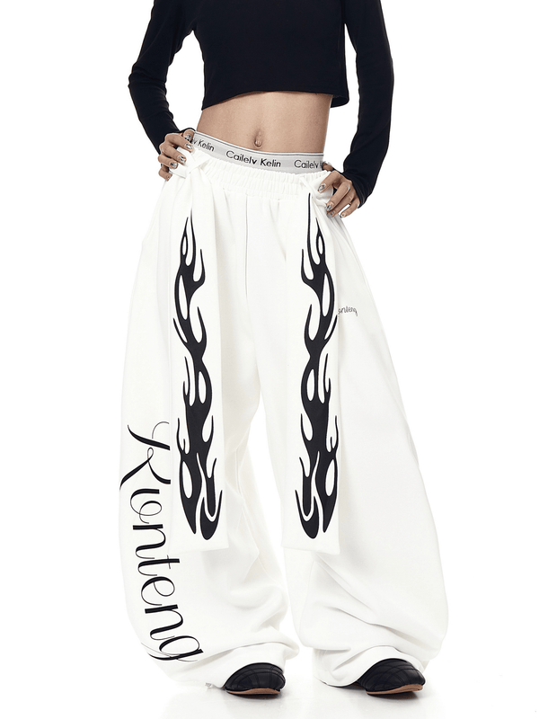 Vintage Flame Detachable Strap Wide - Leg Sweatpants - COPPING THREADS - CT Select