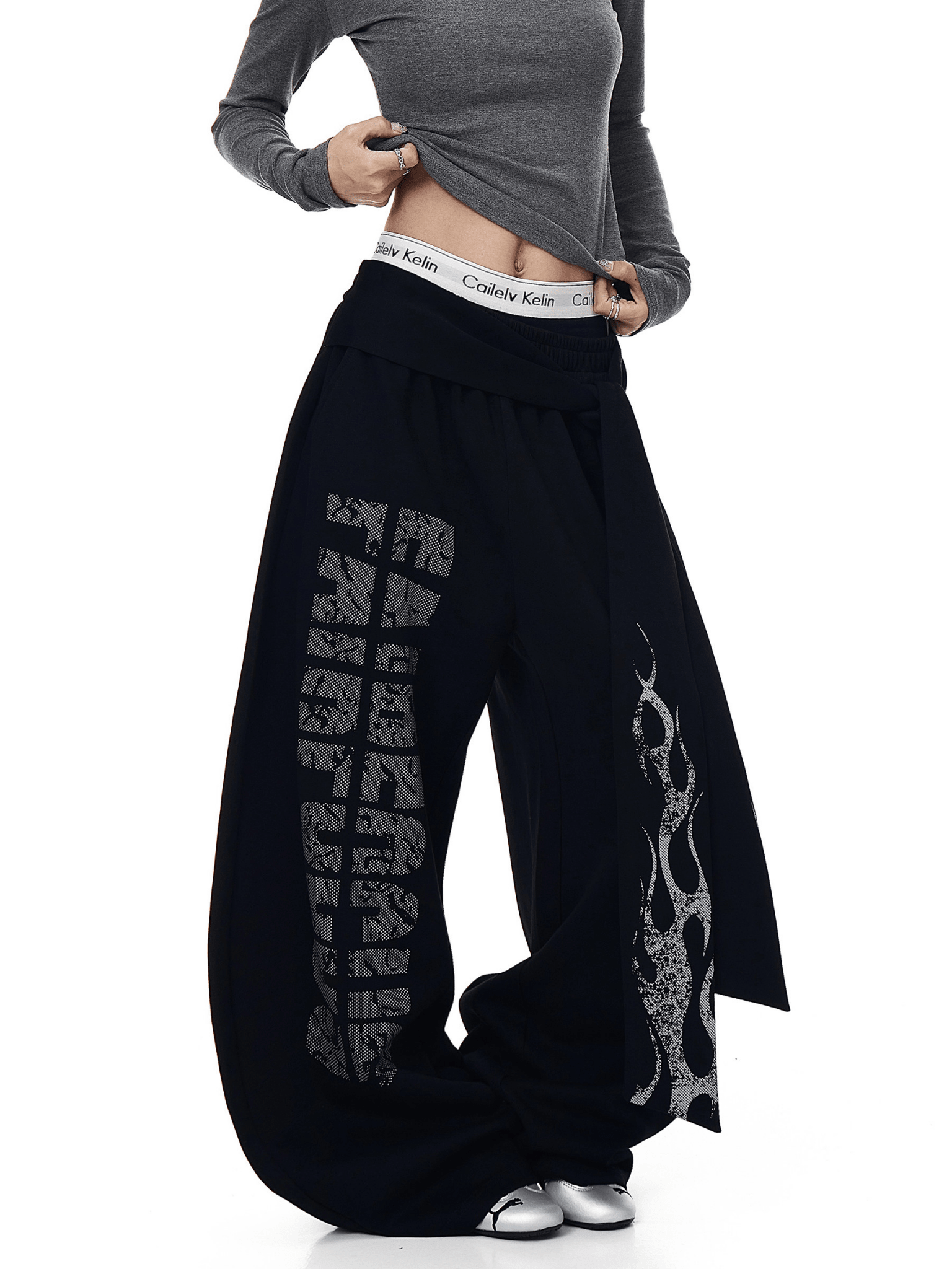 Vintage Flame Graphic Wide - Leg Sweatpants - COPPING THREADS - CT Select
