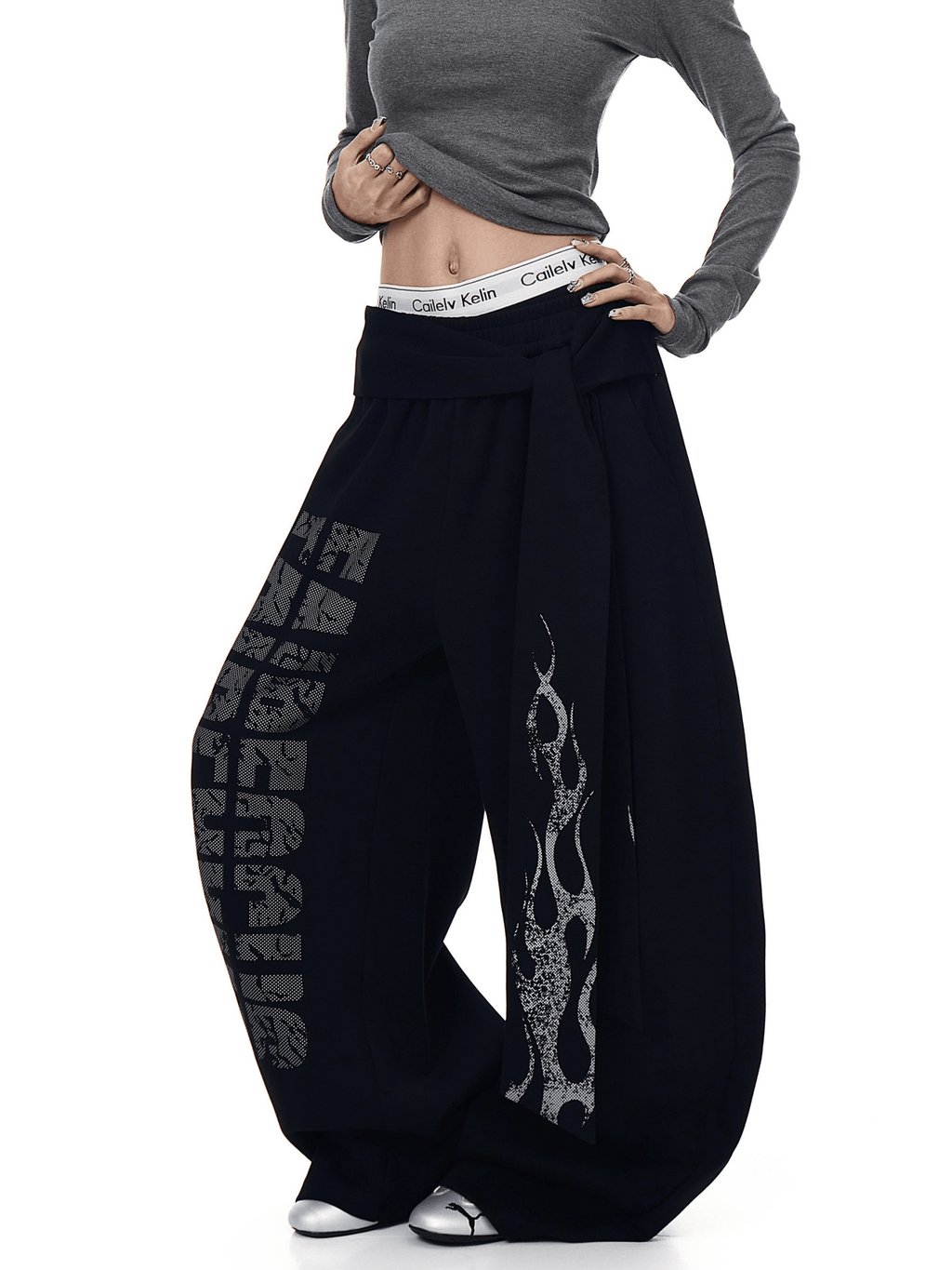 Vintage Flame Graphic Wide - Leg Sweatpants - COPPING THREADS - CT Select