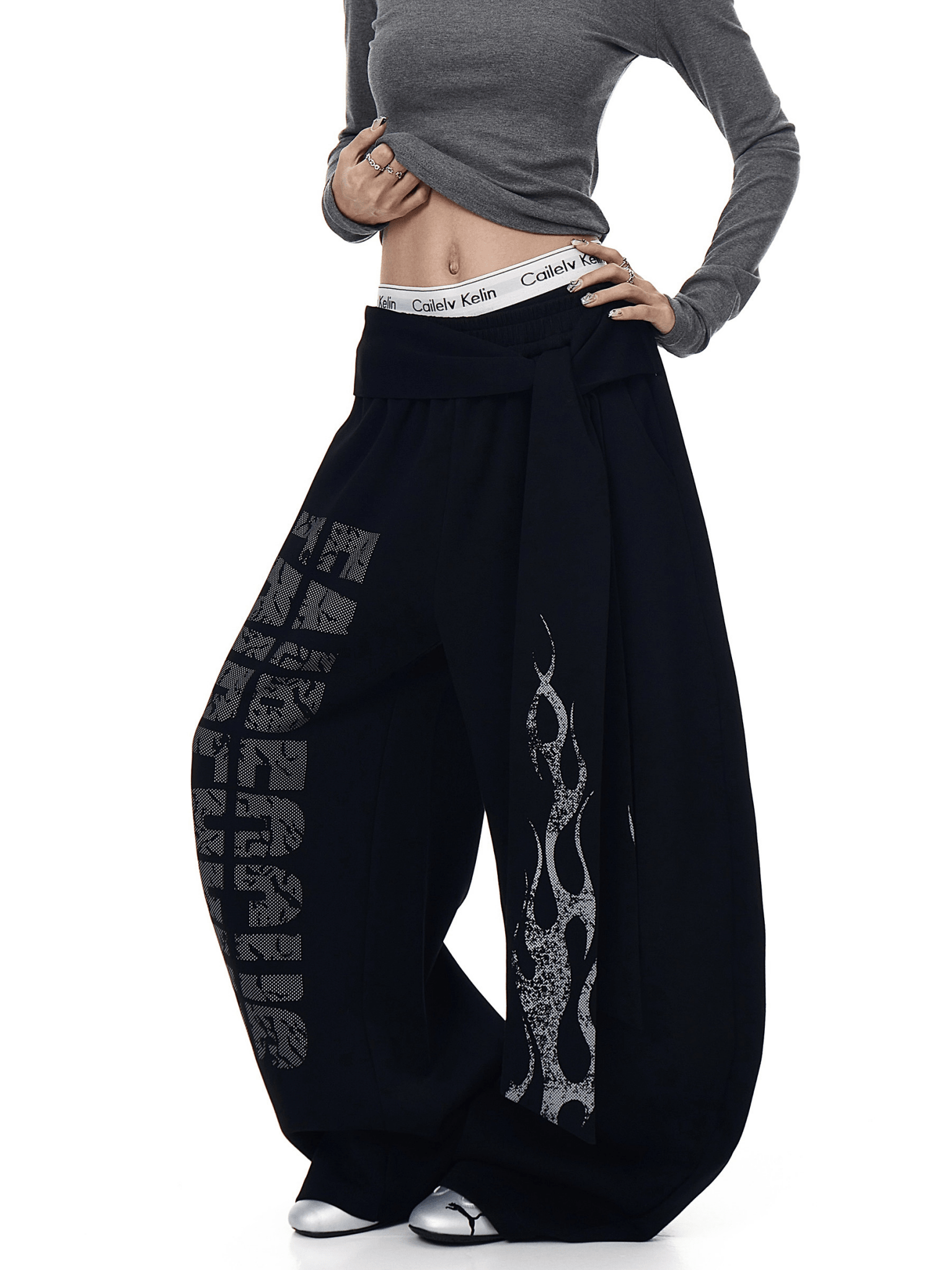 Vintage Flame Graphic Wide - Leg Sweatpants - COPPING THREADS - CT Select