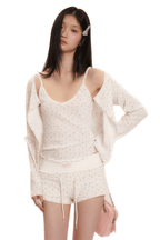 Vintage Floral Bunny Print Wide - Neck Cardigan - COPPING THREADS - MOROMORO