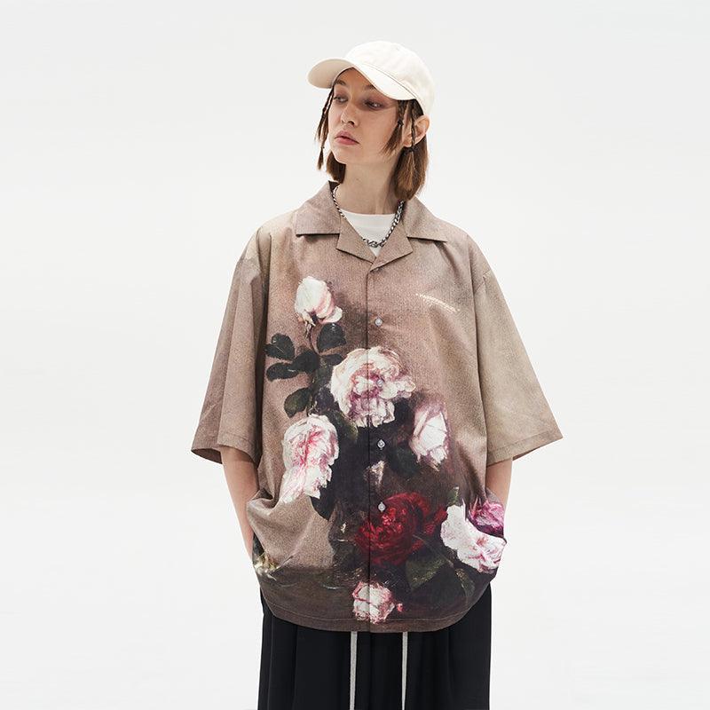 Vintage Floral Oil Painting Cuban Collar Shirt - COPPING THREADS - Harsh and Cruel