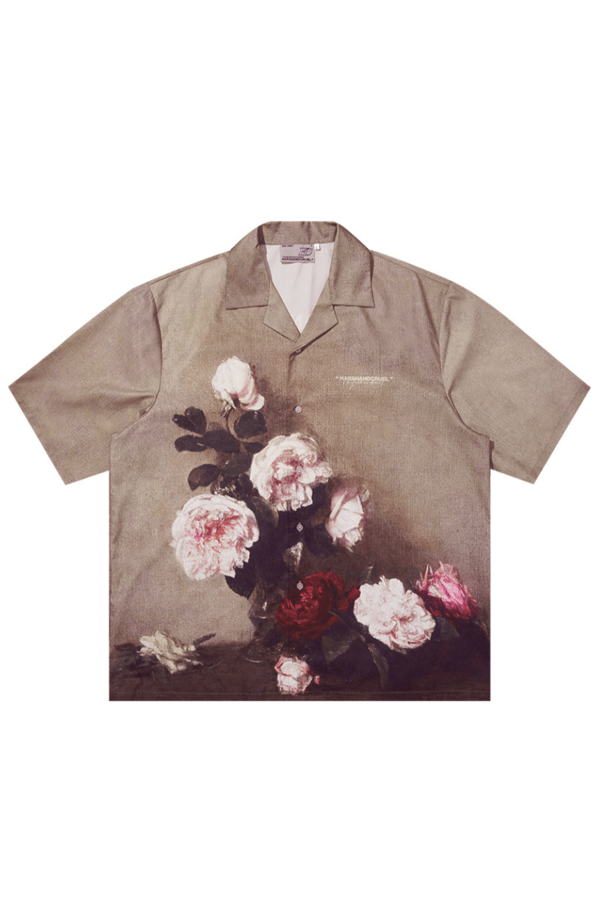 Vintage Floral Oil Painting Cuban Collar Shirt - COPPING THREADS - Harsh and Cruel