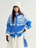 Vintage Floral Print Round Neck Cardigan Sweater - COPPING THREADS - CHUMMY