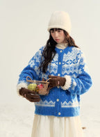 Vintage Floral Print Round Neck Cardigan Sweater - COPPING THREADS - CHUMMY