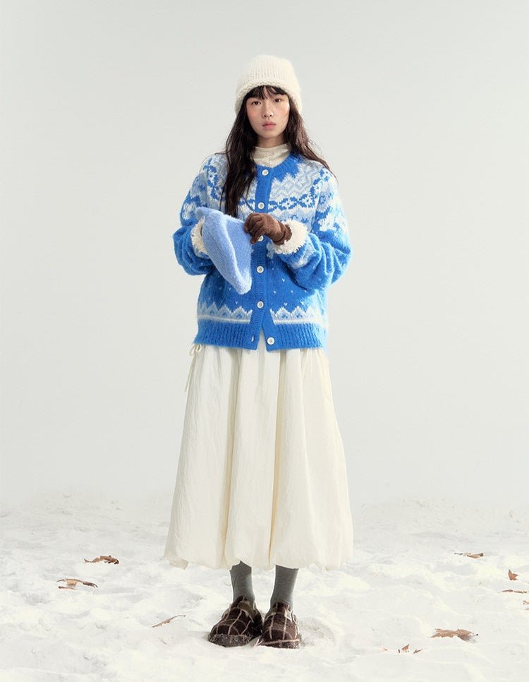 Vintage Floral Print Round Neck Cardigan Sweater - COPPING THREADS - CHUMMY