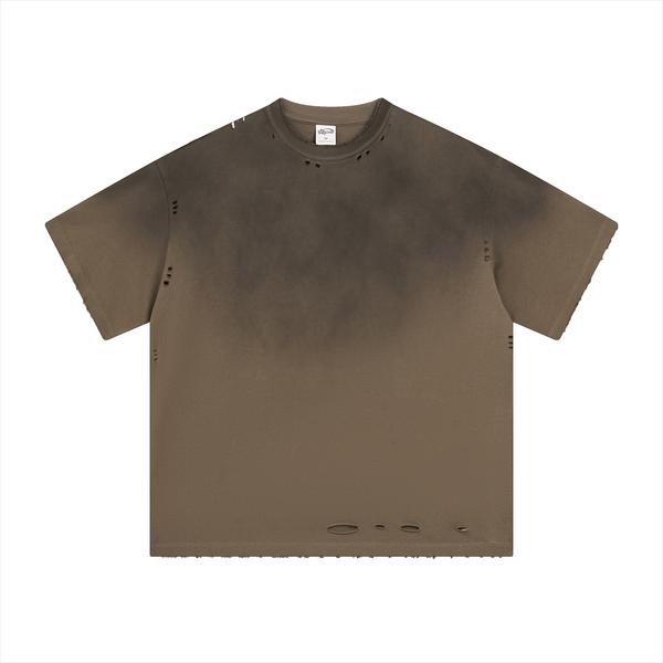 Vintage Gradient Fade Washed Distressed Oversized Tee - COPPING THREADS - CT Basics