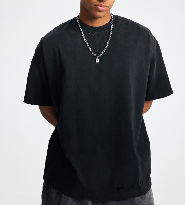 Vintage Gradient Fade Washed Distressed Oversized Tee - COPPING THREADS - CT Basics