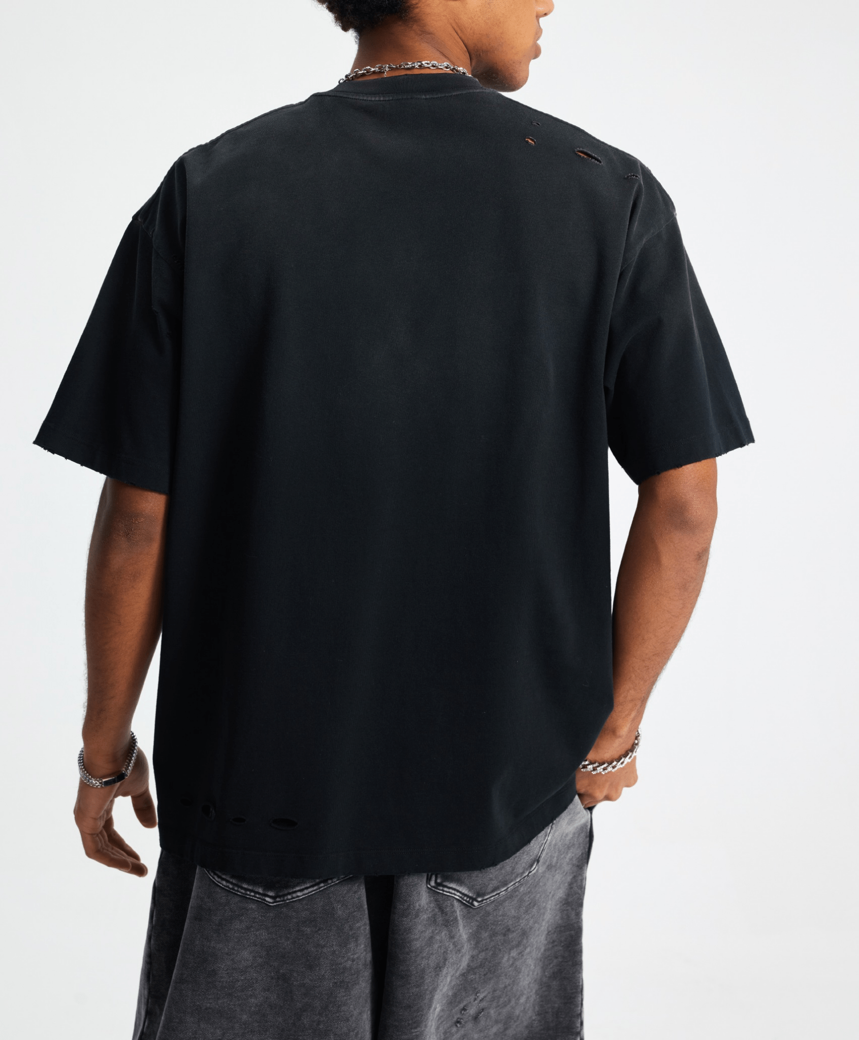 Vintage Gradient Fade Washed Distressed Oversized Tee - COPPING THREADS - CT Basics
