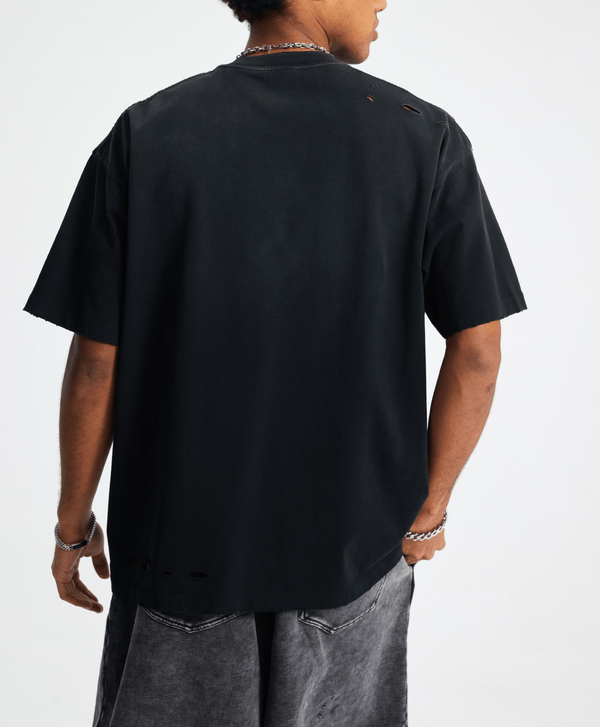 Vintage Gradient Fade Washed Distressed Oversized Tee - COPPING THREADS - CT Basics
