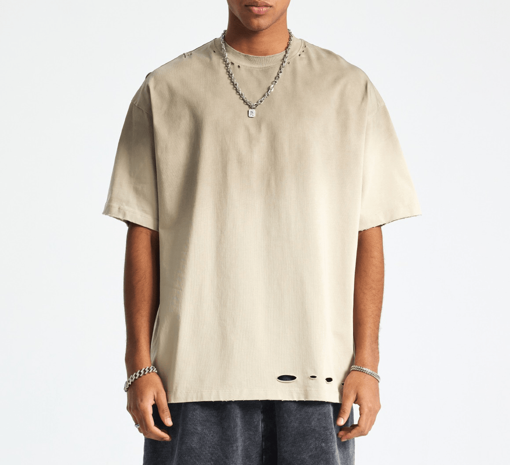 Vintage Gradient Fade Washed Distressed Oversized Tee - COPPING THREADS - CT Basics