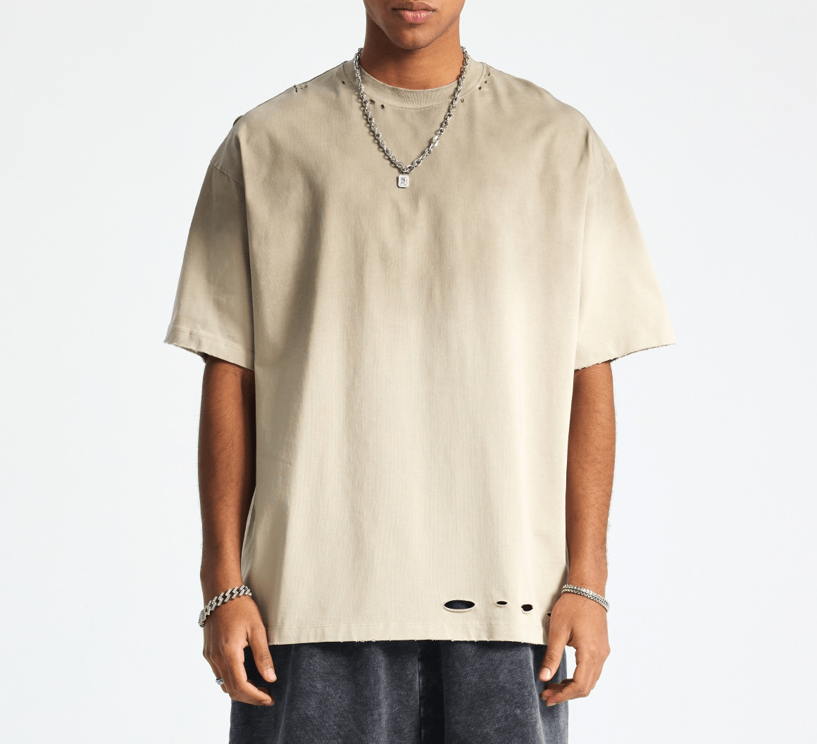 Vintage Gradient Fade Washed Distressed Oversized Tee - COPPING THREADS - CT Basics