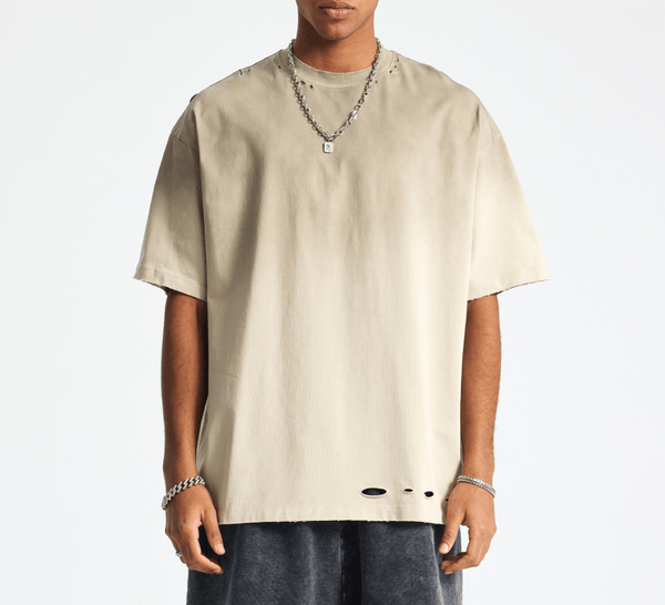 Vintage Gradient Fade Washed Distressed Oversized Tee - COPPING THREADS - CT Basics