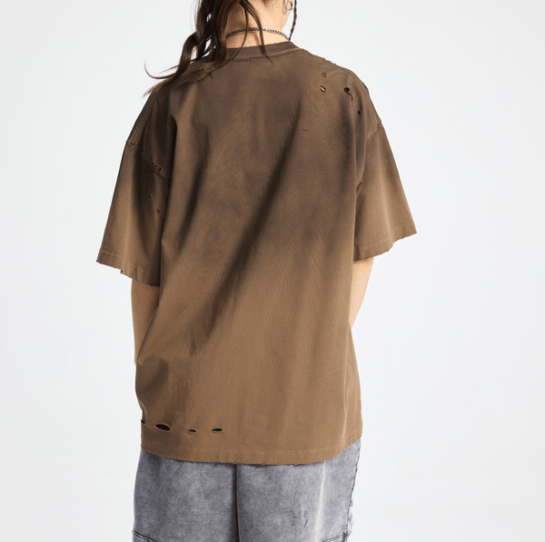 Vintage Gradient Fade Washed Distressed Oversized Tee - COPPING THREADS - CT Basics