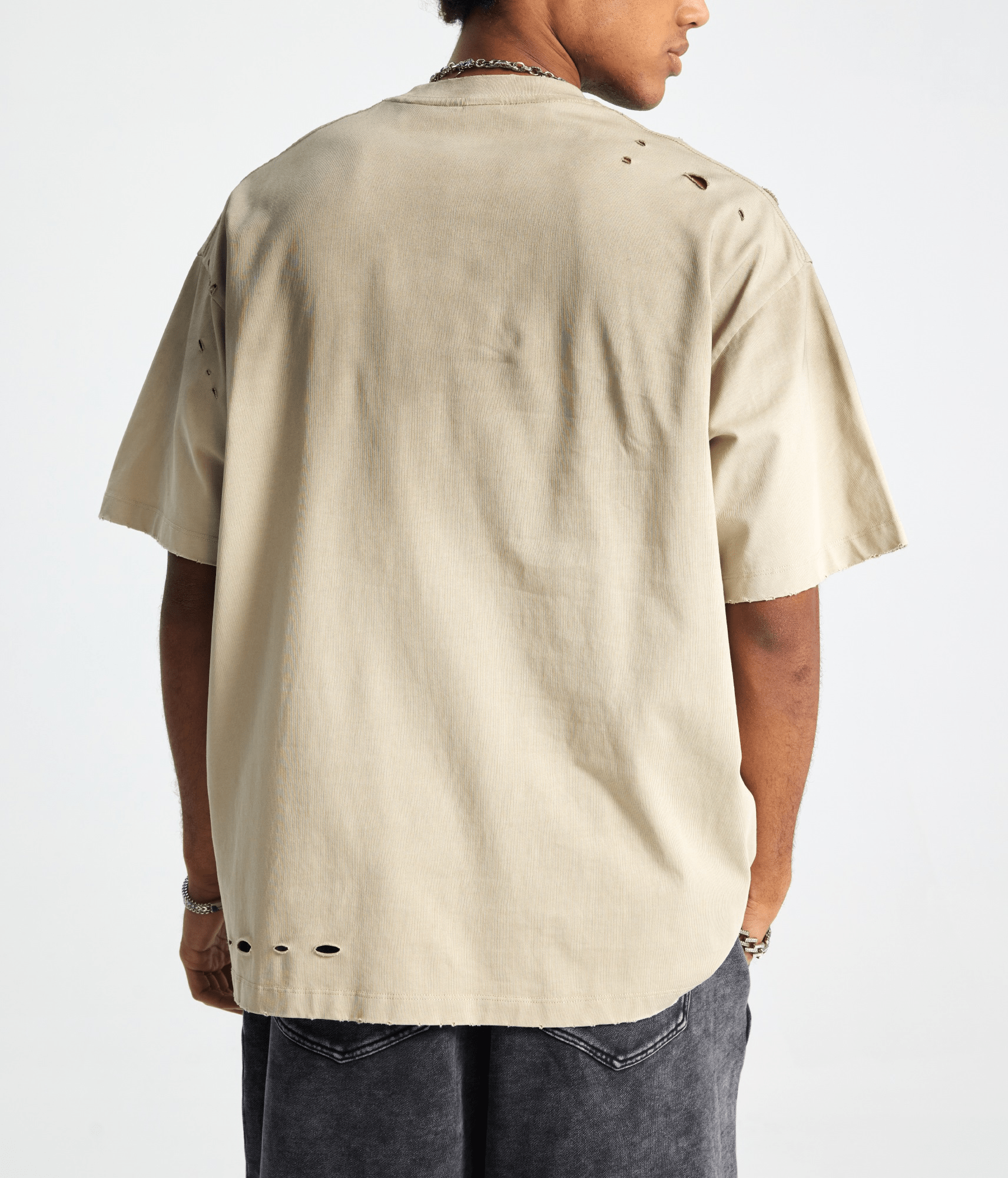 Vintage Gradient Fade Washed Distressed Oversized Tee - COPPING THREADS - CT Basics