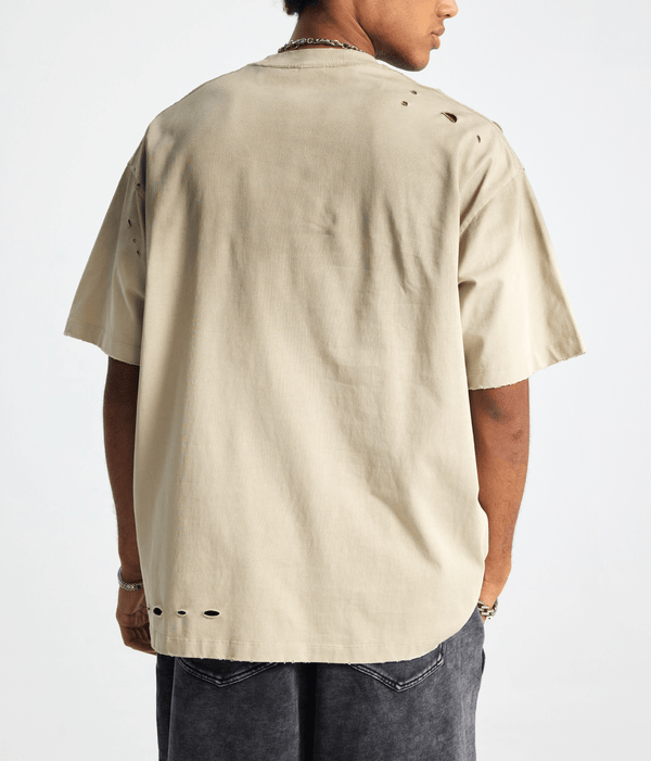 Vintage Gradient Fade Washed Distressed Oversized Tee - COPPING THREADS - CT Basics