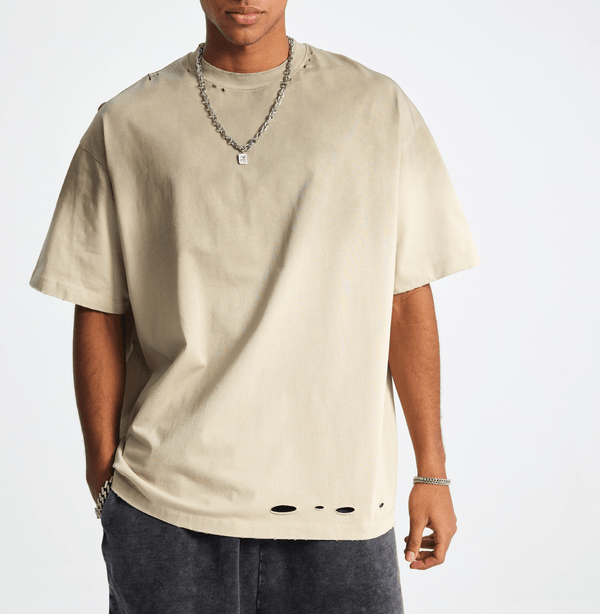 Vintage Gradient Fade Washed Distressed Oversized Tee - COPPING THREADS - CT Basics