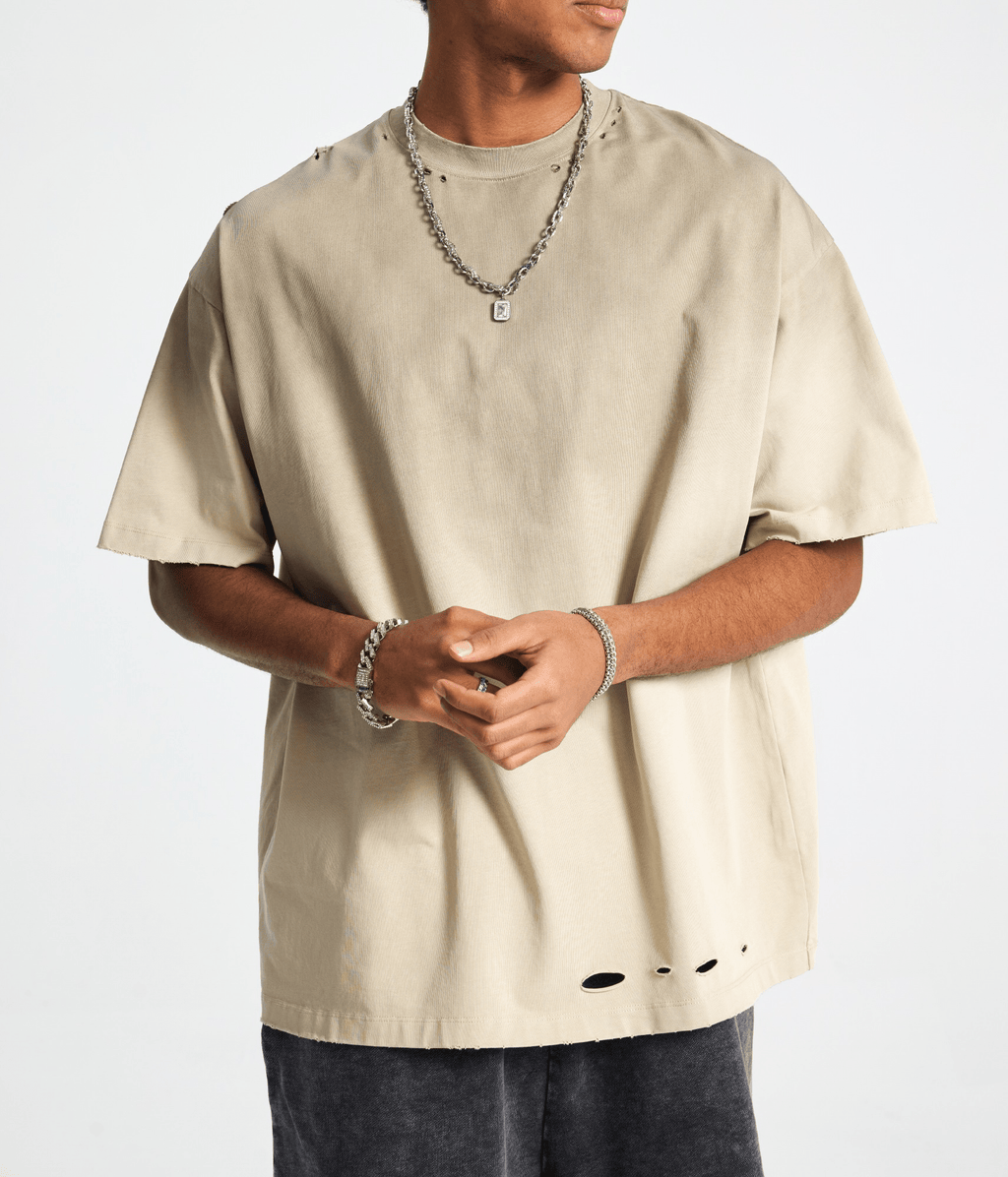 Vintage Gradient Fade Washed Distressed Oversized Tee - COPPING THREADS - CT Basics