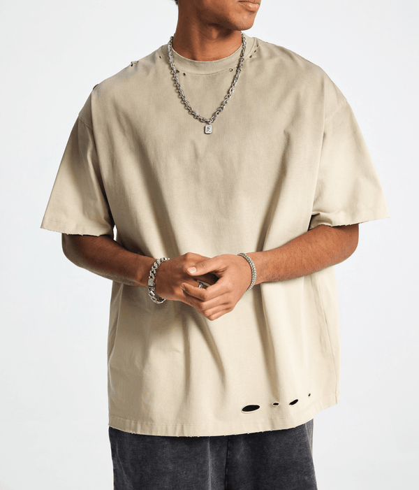 Vintage Gradient Fade Washed Distressed Oversized Tee - COPPING THREADS - CT Basics