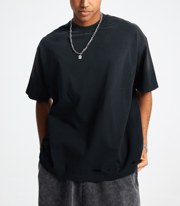 Vintage Gradient Fade Washed Distressed Oversized Tee - COPPING THREADS - CT Basics