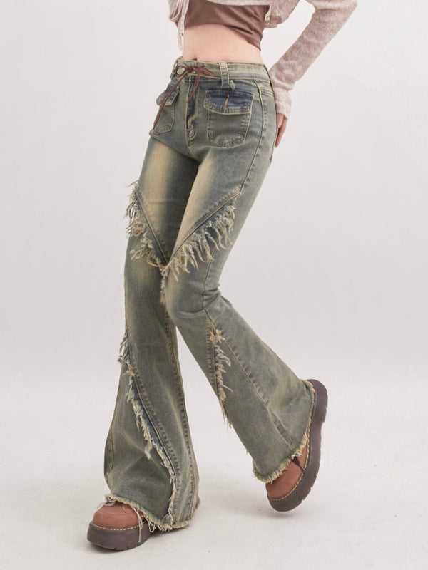 Vintage Gradient Lace - Up Frayed Denim - COPPING THREADS - RAYOHOPP