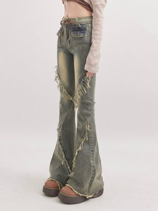 Vintage Gradient Lace - Up Frayed Denim - COPPING THREADS - RAYOHOPP