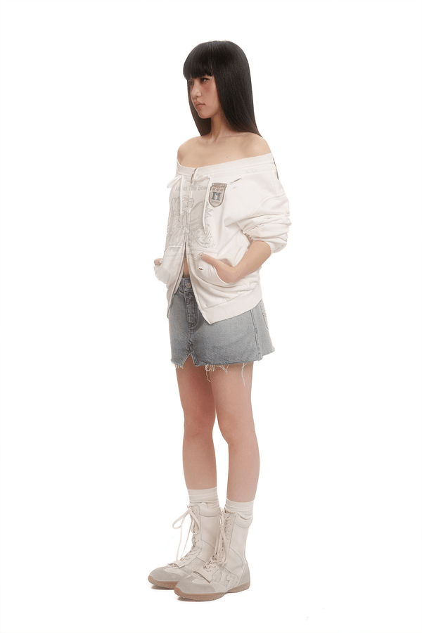 Vintage Hand - Painted Bow Badge Off - Shoulder Sweatshirt - COPPING THREADS - MOROMORO