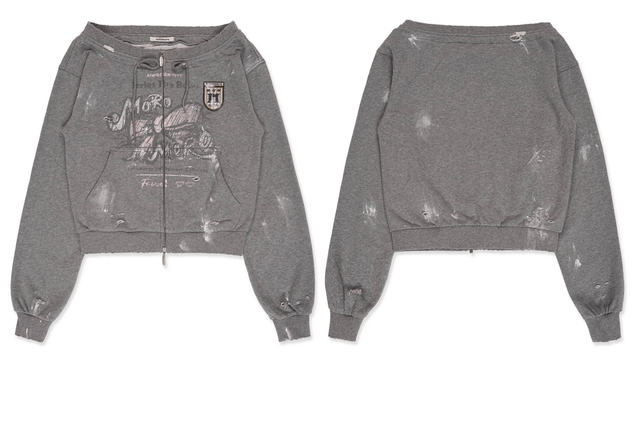 Vintage Hand - Painted Bow Badge Off - Shoulder Sweatshirt - COPPING THREADS - MOROMORO