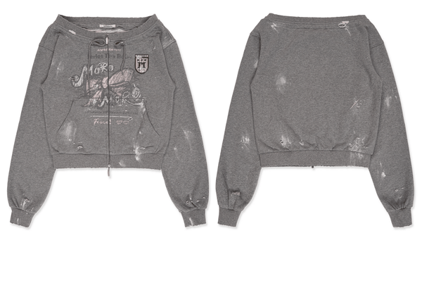 Vintage Hand - Painted Bow Badge Off - Shoulder Sweatshirt - COPPING THREADS - MOROMORO