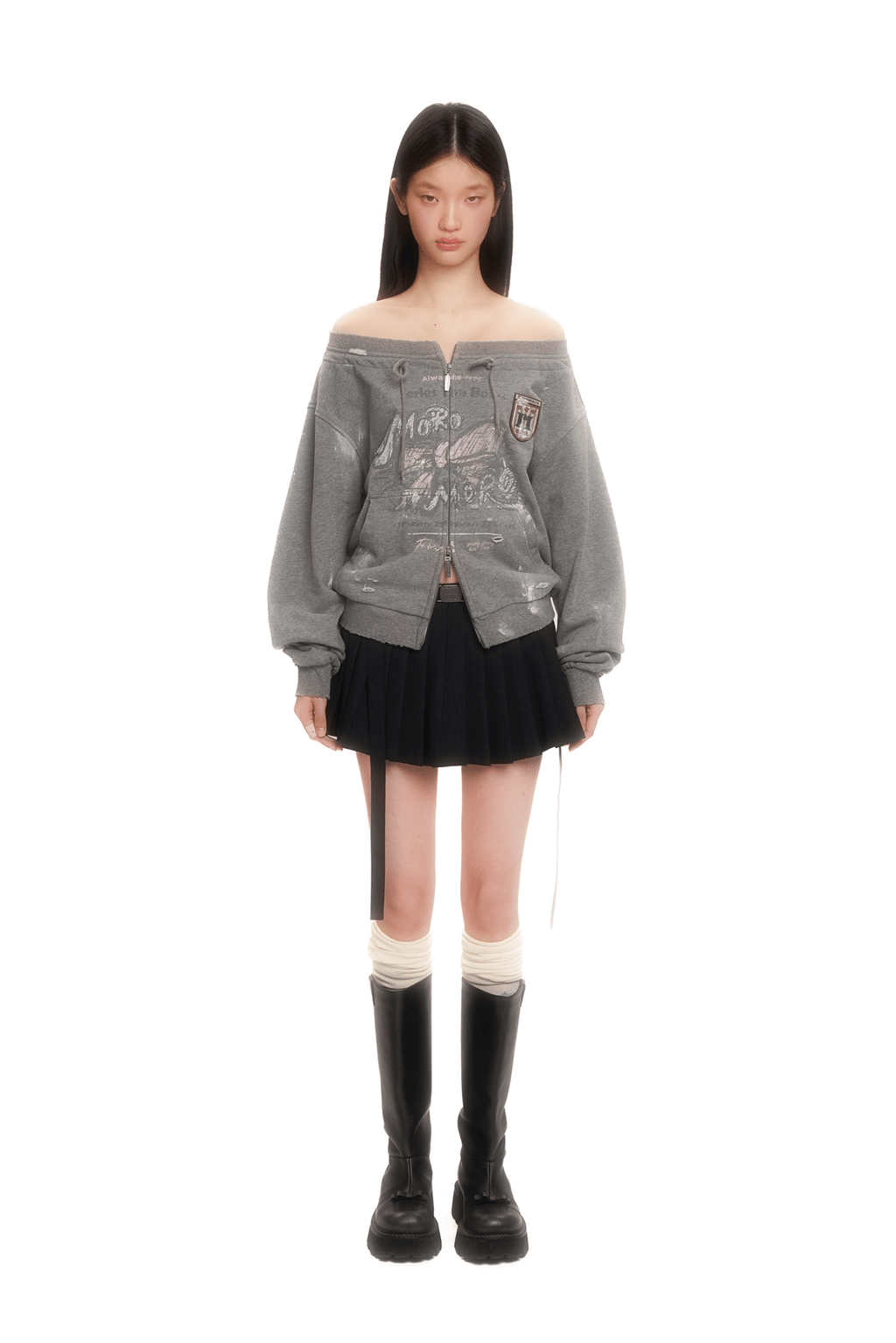 Vintage Hand - Painted Bow Badge Off - Shoulder Sweatshirt - COPPING THREADS - MOROMORO