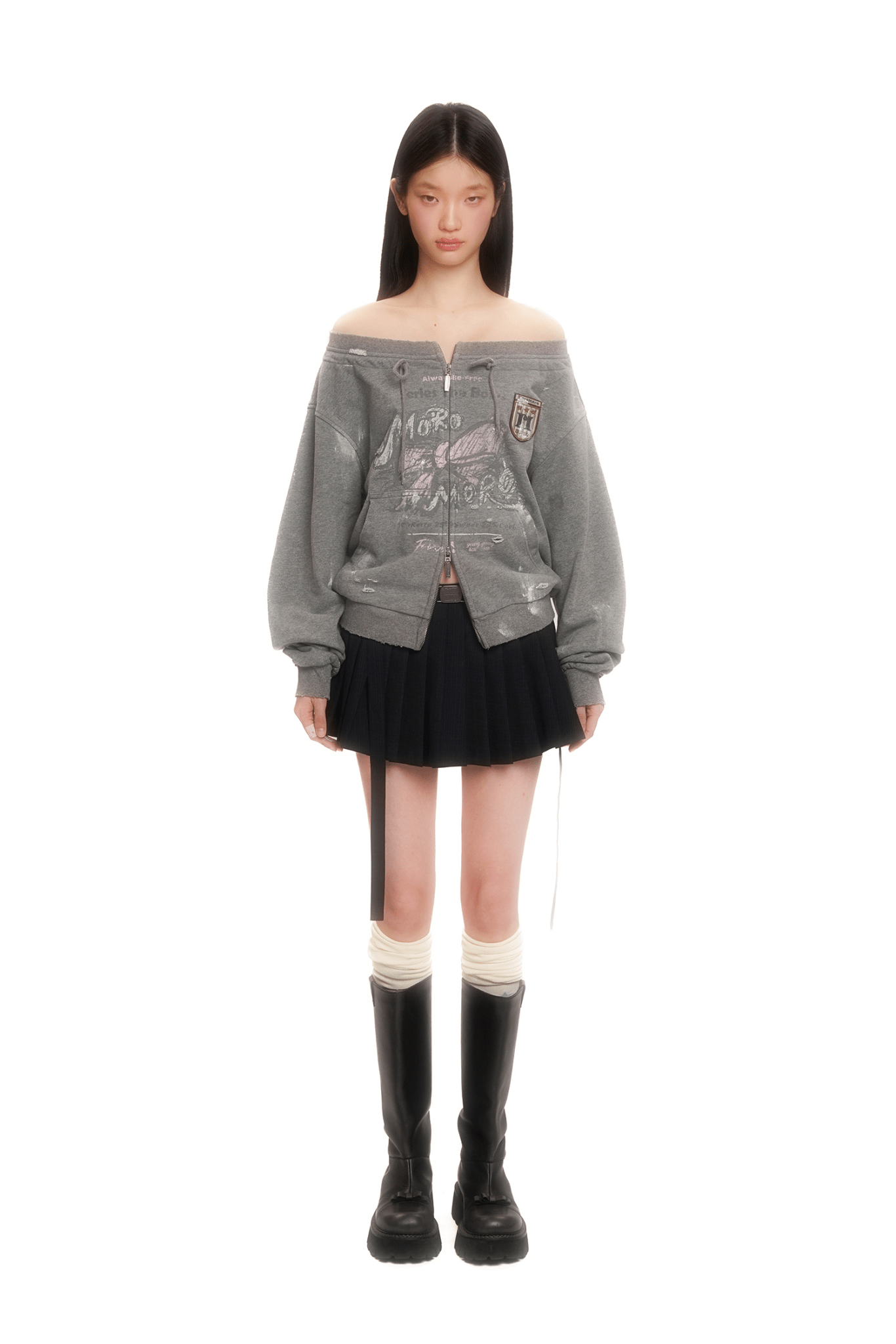 Vintage Hand - Painted Bow Badge Off - Shoulder Sweatshirt - COPPING THREADS - MOROMORO