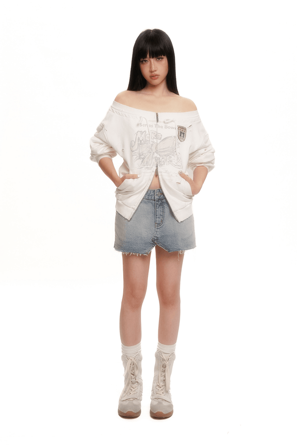 Vintage Hand - Painted Bow Badge Off - Shoulder Sweatshirt - COPPING THREADS - MOROMORO