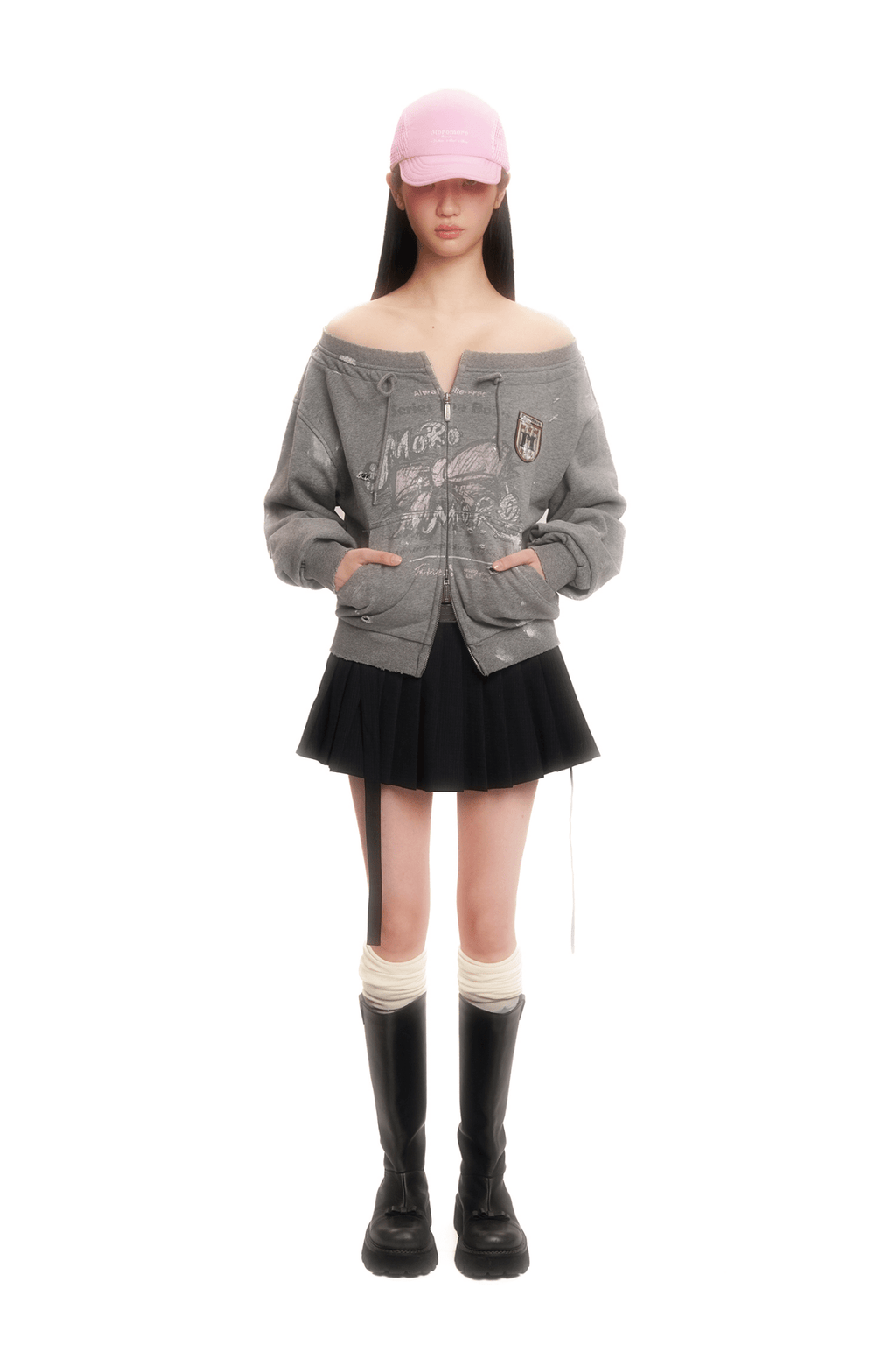 Vintage Hand - Painted Bow Badge Off - Shoulder Sweatshirt - COPPING THREADS - MOROMORO