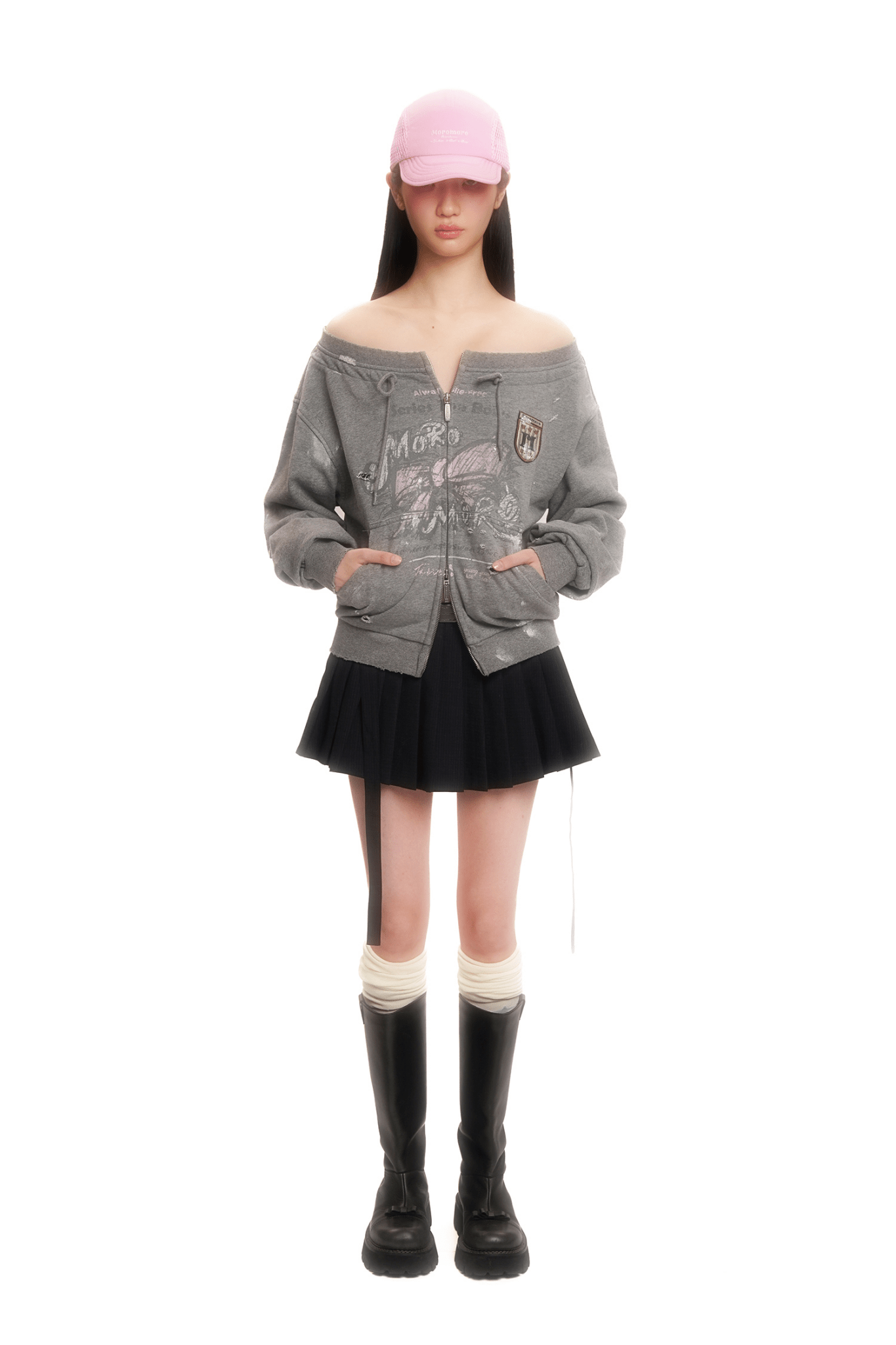 Vintage Hand - Painted Bow Badge Off - Shoulder Sweatshirt - COPPING THREADS - MOROMORO