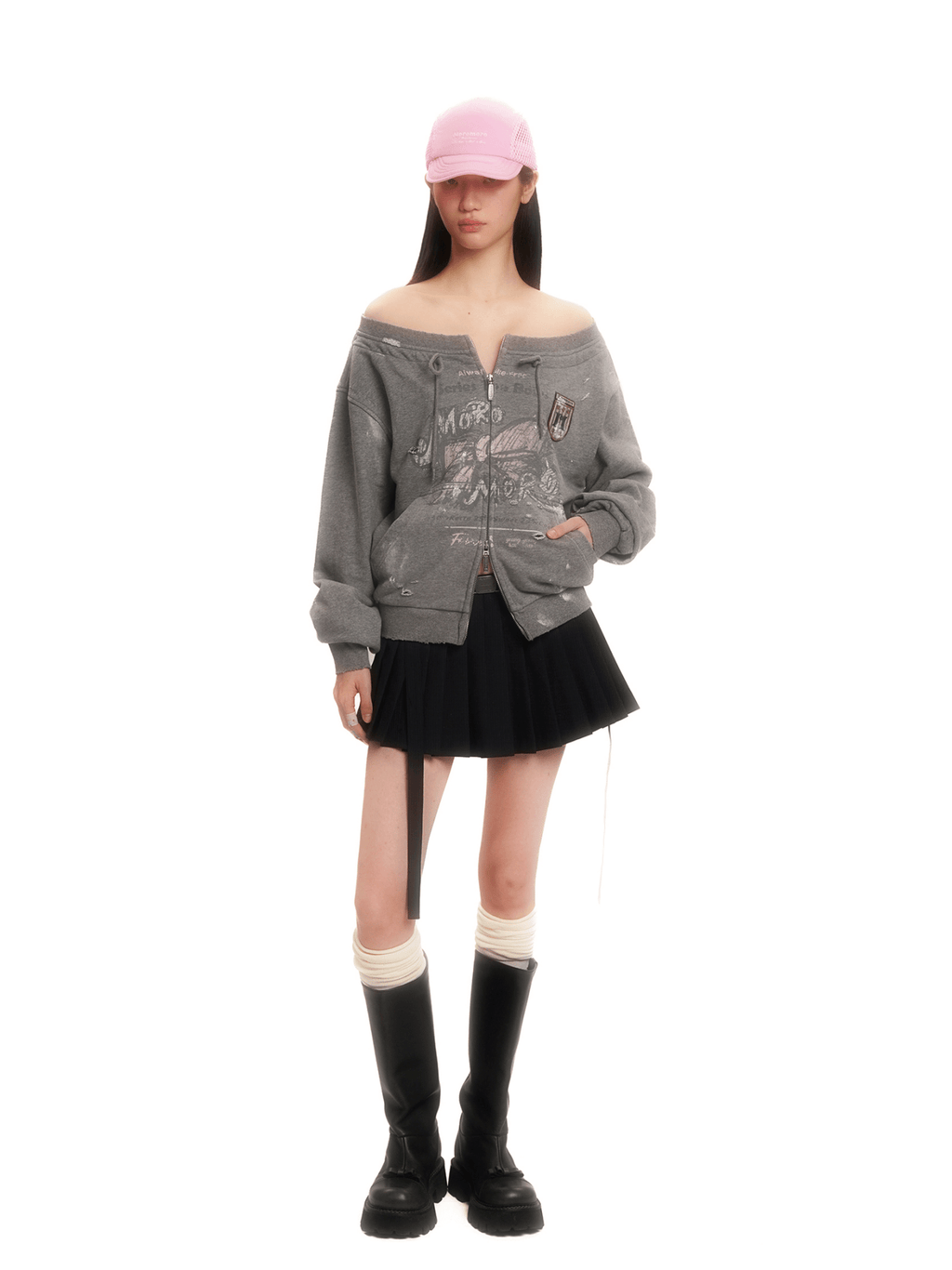 Vintage Hand - Painted Bow Badge Off - Shoulder Sweatshirt - COPPING THREADS - MOROMORO