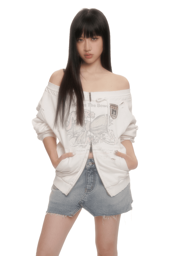 Vintage Hand - Painted Bow Badge Off - Shoulder Sweatshirt - COPPING THREADS - MOROMORO