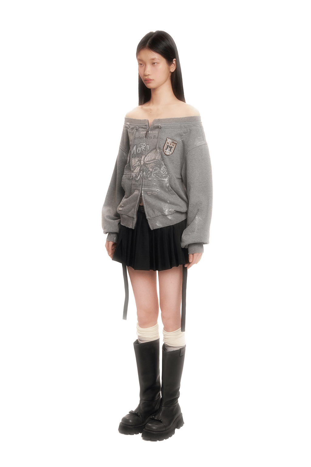 Vintage Hand - Painted Bow Badge Off - Shoulder Sweatshirt - COPPING THREADS - MOROMORO