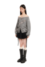 Vintage Hand - Painted Bow Badge Off - Shoulder Sweatshirt - COPPING THREADS - MOROMORO